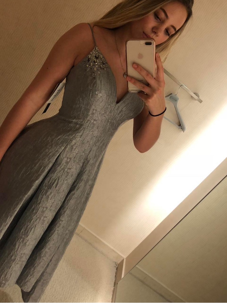 Aidan Mattox | High-Low Grey/Silver Dress
